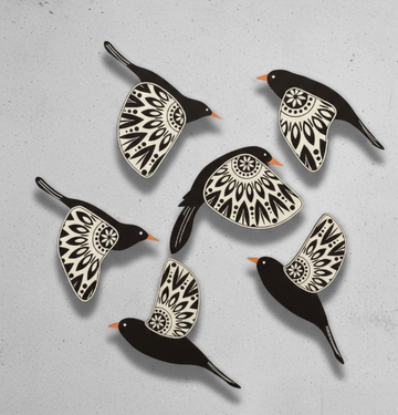 Wooden Black Bird Wall Art