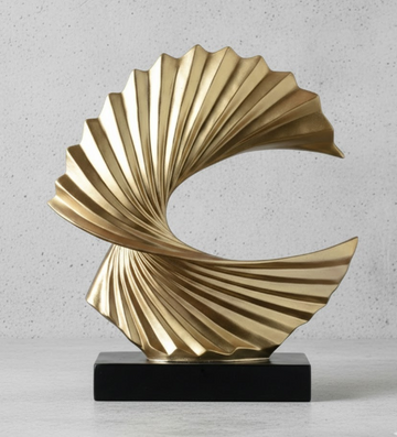Gold Abstract Wave Sculpture
