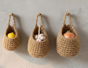 Hand Woven Storage Basket – Natural Hemp Rope Wall Hanging Basket for Kitchen &amp; Home