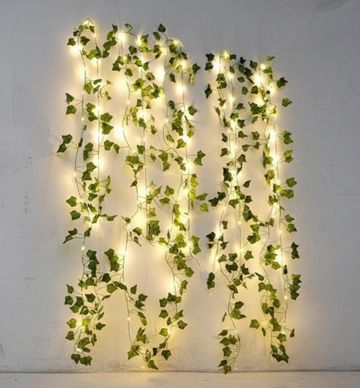Artificial Ivy Vine Fairy Lights – 2M Green Leaf String Lights for Home &amp; Event Décor