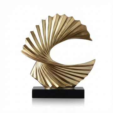 Gold Abstract Wave Sculpture