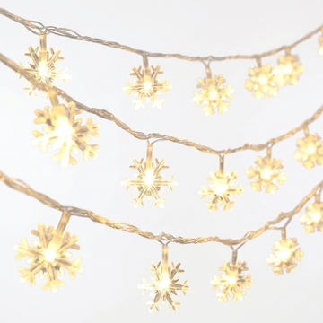 Guirlande lumineuse LED flocons de neige de 3 m, guirlande lumineuse romantique pour Noël, guirlande lumineuse féérique pour la décoration intérieure de la chambre à coucher