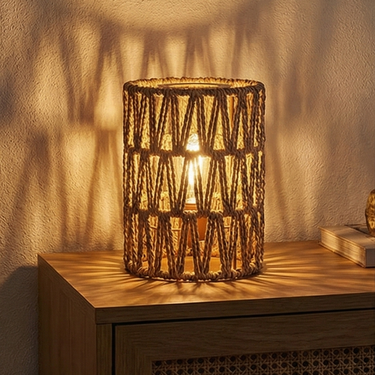 Handwoven Paper String Table Lamp