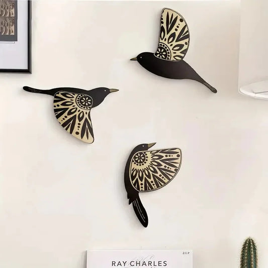 Wooden Black Bird Wall Art