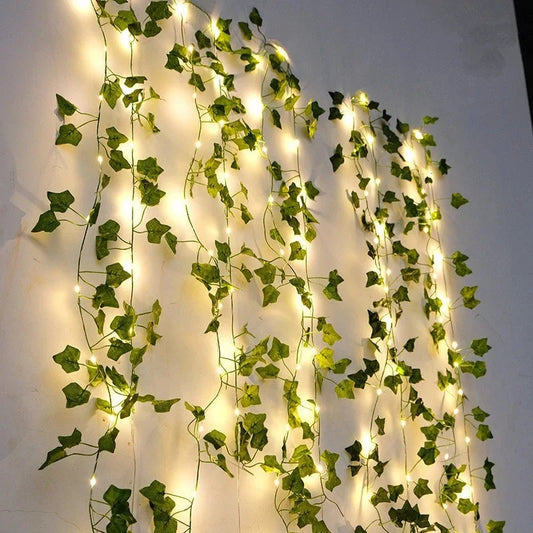 Artificial Ivy Vine Fairy Lights – 2M Green Leaf String Lights for Home & Event Décor