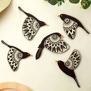 Wooden Black Bird Wall Art