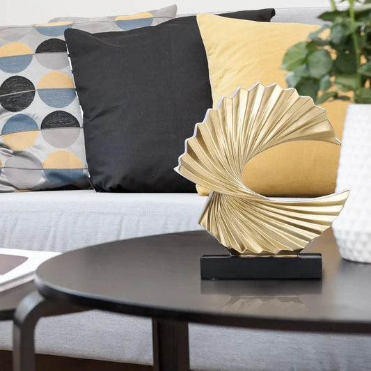Gold Abstract Wave Sculpture