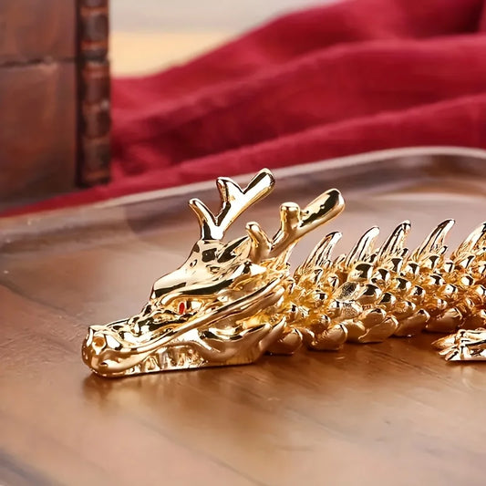 Majestic 3D Golden Dragon Statue