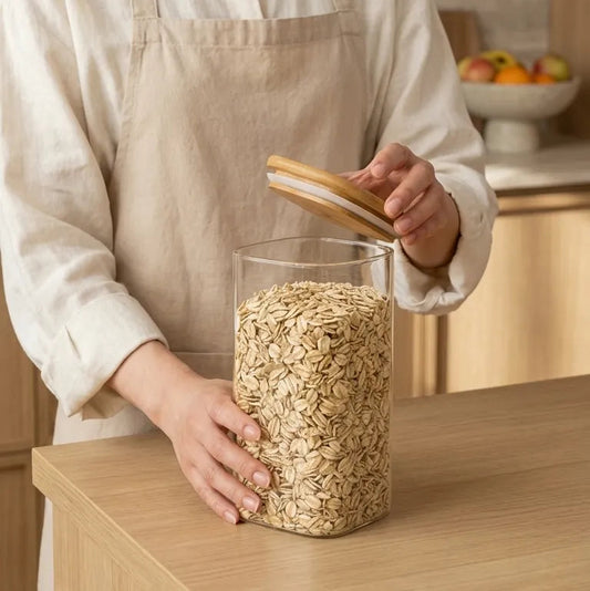 Classic Bamboo – Tall Rectangular Glass Jar