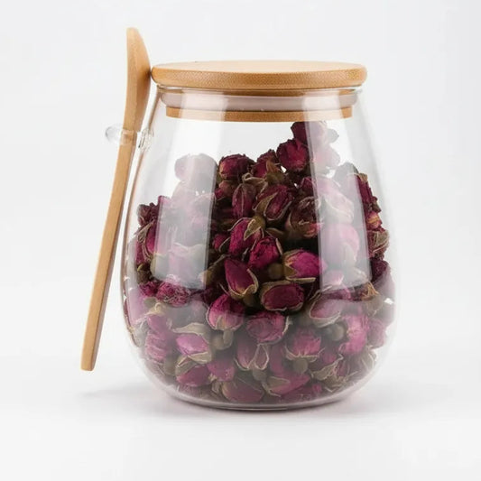 Classic Bamboo – Oval Glass Jar with Spoon